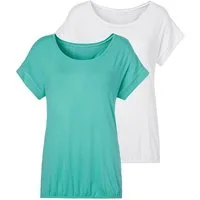 Vivance by Lascana Kurzarmshirt mit Gummizug im Bund (2er-Pack) Sommershirts aus weichem Viskose-Stretch