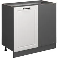 Vicco Eckunterschrank R-Line, Weiß Landhaus/Anthrazit, 86 cm ohne Arbeitsplatte (1-St)