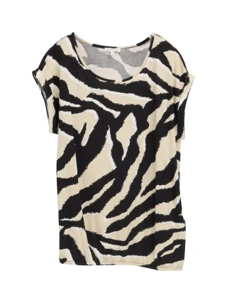 Tom Tailor - T-Shirt mit Rundhalsausschnitt abstract beige zebra - Gr. - XXXL