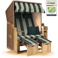 Strandkorb Hanse Strandkorb Strandkorb 2-Sitzer Ostsee Volllieger in Natur Beige Grün, BxTxH: 120x80x160 cm, Ostsee Volllieger, Ostsee 2-Sitzer Modell 2025, Stabiles Wacholder mit handgefertigtem Polyrattangeflecht