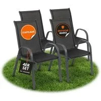 Albatros International Gartenstuhl Gartenstuhl KUBA stapelbar, 4er Set bequem belastbar Metall (4er Set), mit robustem Metallgestell und hoher Belastbarkeit – Stapelstühle