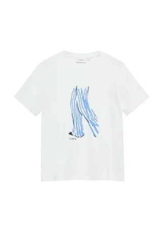 comma - Basic Fit T-Shirt mit Artwork weiß - Gr. - 34