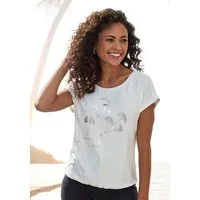 LASCANA Kurzarmshirt mit schimmerndem Blumenprint Sommershirt aus luftiger Viskose-Qualität