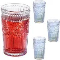 relaxdays Gläser-Set Trinkgläser Vintage 4er Set, 4-tlg., Glas, B