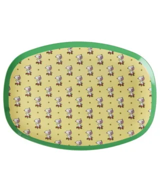 Rice Rechteckiger Teller mit Snoopy Print, hellgelb