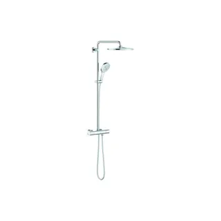 Grohe Rainshower Duschsystem 26647000 chrom, mit Aufputz-Thermostat, Duscharm 45cm schwenkbar