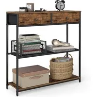 VASAGLE Konsolentisch Konsolentisch schmal, Flurtisch, Beistelltisch mit 2 Stoffschubladen, für Flur, Wohnzimmer, 24 x 76 x 80 cm