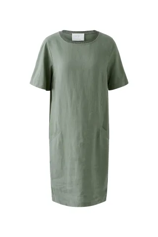 Oui - Kleid Leinen-Baumwollpatch shaded moss - Gr. - 34