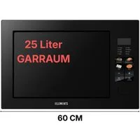 KB Elements Einbau-Mikrowelle ELK25MB1, Grill, 25 l, Full Touch Display, 25 Liter, Glasrahmen