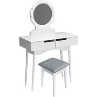HOME DELUXE Schminktisch MIRANDA 130 x 80 x 40 cm (inkl. Hocker), einstellbare LED Beleuchtung & Stauraum I Frisiertisch