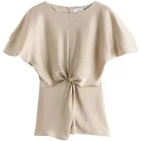 Next Satinbluse Strukturiertes Satin-Kurzarmoberteil, Zierdrehung (1-tlg)