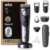 Braun Elektrorasierer Braun Barttrimmer Series 9 Elektrischer Bartschneider BT9545, 10 Barber-Tools, 180 Min Akku, 52 Längen, Wasserdicht, Chrom