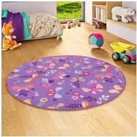 Snapstyle Kinderteppich Kinder Spiel Teppich Schmetterling Rund, Rund, Höhe: 4 mm