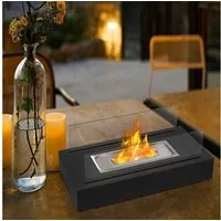 FIVMEN Tischfeuer Ethanol Tischkamin Indoor Outdoor Eckig/Rund Kamin Tischfeuerstelle (inkl Natursteinen, Unendliche Brenndauer, Balkon Deko Garten)