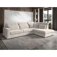 Beautysofa Ecksofa mit dekorativen Kissen PARMA, im modernes Design, klassische Polsterecke inklusive Wellenfedern, Ottomane links oder rechts wählbar