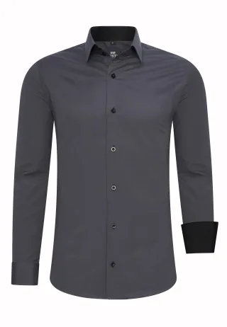 Rusty Neal Overhemd Slim Fit Grau