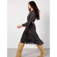 Apricot Chiffonkleid Chiffonkleid (mit Bindeband) in Wickeloptik