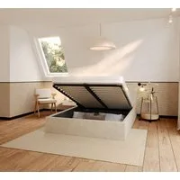 thematys Polsterbett Bett Stauraumbett 90x200, 120x200, 140x200, 160x200, 180x200cm (MADE IN EU - mit hochwertigem fein gewebter Stoff für einen zeitlosen Look, Bettrahmen, Bett, Optional mit Matratze bestellbar, mit großen gepolsterten Kopfteil, mit