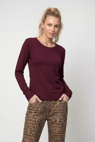 monari - Langarmshirt mit Strassdetails dark bordeaux - Gr. - 38