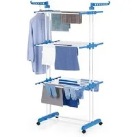 EASYmaxx Wäscheständer Effizientes Trocknen mit 3 Ebenen, 2 Seitenflügeln & leichtem Aufbau, Klappbar Platzsparend, vielseitig und mobil für drinnen und draußen