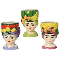 Decoris season decorations Blumentopf, Blumentopf Frau mit Fruchthut 9,5x13,5cm Keramik 1 Stück sortiert