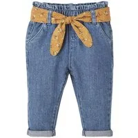 vertbaudet Regular-fit-Jeans Mädchen Baby Jeans mit Stoffgürtel