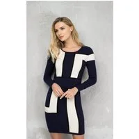 Passioni Strickkleid Langarm mit Farbblock