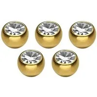 PIERCINGLINE Piercing-Set SET Chirurgenstahl Schraubkugel KRISTALL (Schraub-Aufsätze, 5er SET2 = 1,2 mm Gewinde)