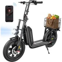iscooter E-Scooter E Scooter mit Straßenzulassung,16 × 3.0 Zoll Fat Tire E Roller, 100Km Max Reichweite,mit Klapprad Korb und Lenker mit App