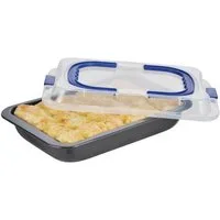 Haushalt International Kuchenblech Kuchenform Backform mit Deckel Backblech, (1-St), rechteckig, transportfähig