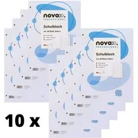 NOVOOO Notizblock 10 x Schreibblock A4 LINIERT Notizblock College Block 70g/qm, 50 Blatt, Made in Germany, EU Ecolabel