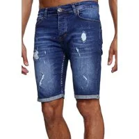 Reslad Jeansshorts Reslad Jeans Shorts Herren Kurze Hosen Sommer l Used Look Destroyed Destroyed Jeansbermudas Stretch Jeans-Hose