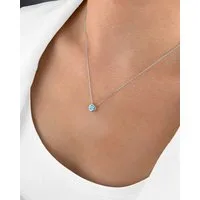 DANIEL CLIFFORD Kette mit Anhänger 'Una' Damen Halskette Silber 925 Solitär Anhänger Kristall hellblau (inkl. Verpackung), Silberkette 45cm mit rundem Kristallanhänger hellblau Solitär