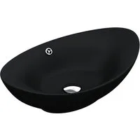 doporro Waschbecken Aufsatzwaschbecken Waschtisch Oval Waschschale Keramik Br818, Nano-Versiegelung