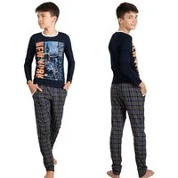 LOREZA Pyjama Jungen Schlafanzug zweiteilig Langarm - New York - Mehrfarbig (Set, 2 tlg)
