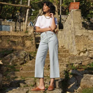 Weite 7/8-Chinos, Damen,  Blau, Baumwolle/Lyocell (Viskose)/Baumwoll-Mischung, by Lands' End