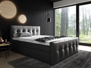Boxspringbett Schlafzimmerbett OWEN 140x200cm Kunstleder Schwarz