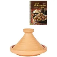 Marrakesch Orient & Mediterran Interior Dampfgartopf 2er Set, Tajine Tagine Aladin 26 cm + Nord-Afrikanische Küche Kochbuch, Ton (2-tlg), Handarbeit