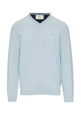s.Oliver Red Label - Strickpullover mit Logostickerei blau - Gr. - XL