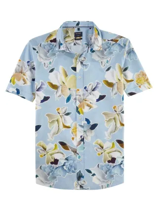 OLYMP - Regular Fit Hemd gelb/blau - Gr. - S