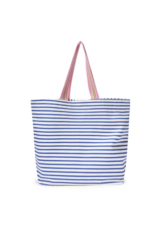 Shopper aus robustem Canvas mit Snoopy-Motiv und Streifen blau - Gr. - one size