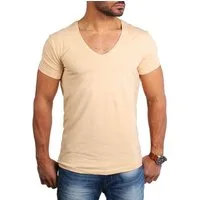 Young & Rich T-Shirt Herren Uni Basic extra tiefer Ausschnitt Unterziehshirt 1315 V-Ausschnitt unifarben kurzarm slim fit