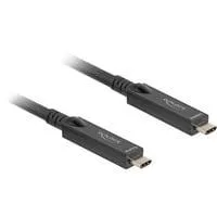 Aktives Optisches USB-C 8K Video + Daten + PD Kabel schwarz, 10 Meter, PD 60 Watt