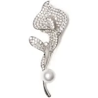MayTree Brosche "Calla", brillant (Stück, 1-tlg), Metallbrosche mit Strass und einem Glassstein