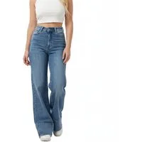 Ital-Design Weite Jeans Trendige High-Waist Jeans für Damen – Komfort & Stil (90861182) Used-Look Stretch High Waist Jeans in Blau