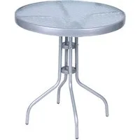 Mojawo Küchentisch Gartentisch Bistrotisch Rund Ø 60 H70cm Glas/Metall Silber Balkontisch