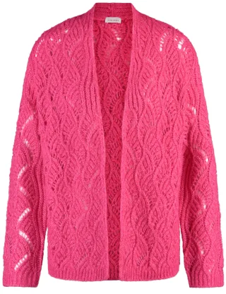 GERRY WEBER Collection - Offene Strickjacke in Ajour-Strick pink - Gr. - 42