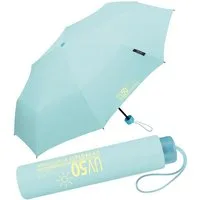 HAPPY RAIN Taschenregenschirm UV-Protect UV50 Super-Mini-Schirm mit Sonnenschutz, schützt vor Sonne und Regen