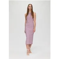 QS Midikleid Kleid Geschlitztes Rippkleid mit Rundhalsausschnitt