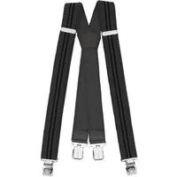 Fabio Farini Hosenträger 4cm Breites X-Design verstellbar mit extra starken Clipverschluss, Grau (schwarze Streifen)